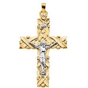 14K Yellow & White 34.5x23.5 mm Crucifix Pendant - Siddiqui Jewelers