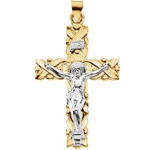 14K Yellow & White 41.5x28.5 mm Crucifix Pendant - Siddiqui Jewelers