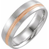 14K White & Rose 6 mm Grooved Band with Brush Finish Size 10.5 - Siddiqui Jewelers