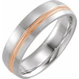 14K White & Rose 6 mm Grooved Band with Brush Finish Size 9 - Siddiqui Jewelers