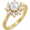 14K Yellow  Cultured White Akoya Pearl, White Opal & 1/4 CTW Diamond - Siddiqui Jewelers