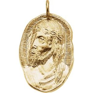 14K Yellow 26x18 mm Face of Jesus Pendant - Siddiqui Jewelers
