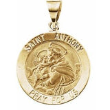 14K Yellow 18 mm Round Hollow St. Anthony Medal - Siddiqui Jewelers