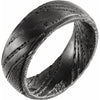 Damascus Steel Flat Black  Patterned Band Size 9 - Siddiqui Jewelers