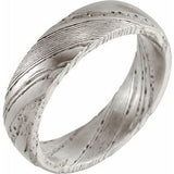 Damascus Steel 6 mm Flat  Patterned Band Size 11.5 - Siddiqui Jewelers