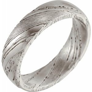 Damascus Steel 6 mm Flat  Patterned Band Size 12.5 - Siddiqui Jewelers