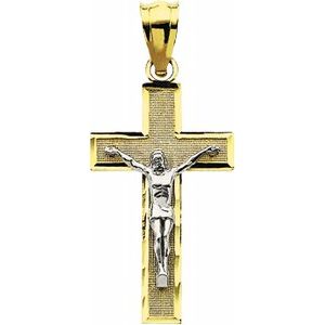 14K Yellow/White 22x12.75 mm Crucifix Pendant - Siddiqui Jewelers