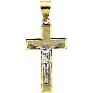14K Yellow/White 26.5x15.25 mm Crucifix Pendant - Siddiqui Jewelers
