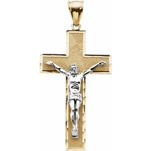 14K Yellow/White 41x23.75 mm Crucifix Pendant - Siddiqui Jewelers