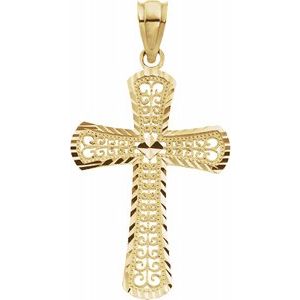 14K Yellow 26.5x18 mm Cross Pendant - Siddiqui Jewelers