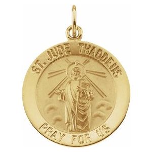 14K Yellow 18 mm Round St. Jude Thaddeus Medal - Siddiqui Jewelers