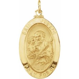 14K Yellow 23.5x16 mm St. Joseph Oval Medal - Siddiqui Jewelers