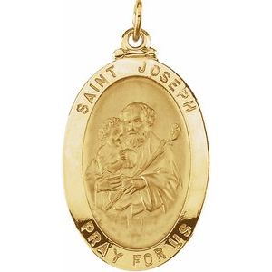14K Yellow 25x18 mm St. Joseph Oval Medal - Siddiqui Jewelers