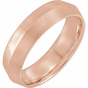 14K Rose 6 mm Knife-Edge Comfort-Fit Band with Satin Finish Size 10 - Siddiqui Jewelers