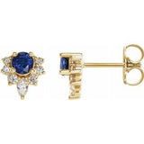 14K Yellow Blue Sapphire & 1/6 CTW Diamond Earrings - Siddiqui Jewelers