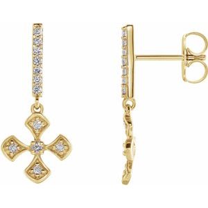 14K Yellow 1/5 CTW Diamond Cross Dangle Earrings - Siddiqui Jewelers