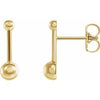 14K Yellow Bar & Ball Earrings - Siddiqui Jewelers