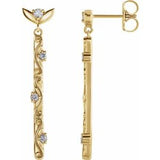 14K Yellow 1/8 CTW Diamond Vintage-Inspired Dangle Earrings - Siddiqui Jewelers