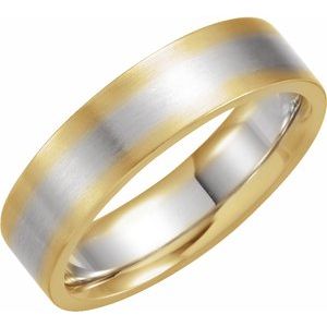14K White/Yellow 6 mm Flat Band with Satin Finish Size 8 - Siddiqui Jewelers