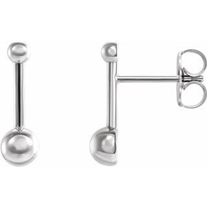 14K White Bar & Ball Earrings - Siddiqui Jewelers