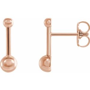 14K Rose Bar & Ball Earrings - Siddiqui Jewelers