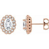 14K Rose 7x5 mm Oval Forever One™ Moissanite & 3/8 CTW Diamond Earrings - Siddiqui Jewelers