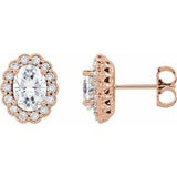 14K Rose 7x5 mm Oval Forever One™ Moissanite & 3/8 CTW Diamond Earrings - Siddiqui Jewelers