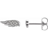 14K White .03 CTW Diamond Angel Wing Earrings  -Siddiqui Jewelers