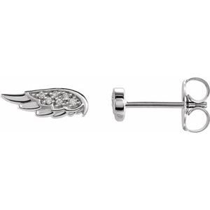 Sterling Silver .03 CTW Natural Diamond Angel Wing Earrings   Siddiqui Jewelers