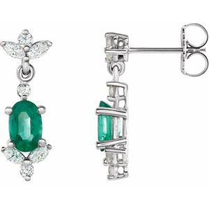 14K White Emerald & 3/8 CTW Diamond Earrings - Siddiqui Jewelers