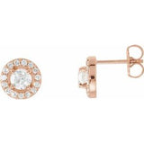 14K Rose 7/8 CTW Diamond Halo-Style Earrings - Siddiqui Jewelers