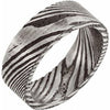 Damascus Steel 8 mm Patterned Flat Band Size 9.5 - Siddiqui Jewelers