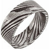 Damascus Steel 8 mm Patterned Flat Band Size 8 - Siddiqui Jewelers