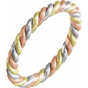 14K Tri-Color 2.5 mm Rope Band Size 7 - Siddiqui Jewelers