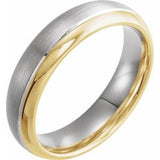 14K White/Yellow 6 mm Grooved Band with Brushed & Polished Finish Size 9.5 - Siddiqui Jewelers
