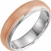 14K Rose & White 6 mm Edged Band with Brushed Finished Size 10 - Siddiqui Jewelers