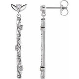 14K White 1/8 CTW Diamond Vintage-Inspired Dangle Earrings - Siddiqui Jewelers