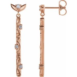 14K Rose 1/8 CTW Diamond Vintage-Inspired Dangle Earrings - Siddiqui Jewelers