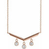 14K Rose 1/3 CTW Diamond V Bar 18" Necklace - Siddiqui Jewelers