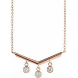 14K Rose 1/3 CTW Diamond V Bar 18" Necklace - Siddiqui Jewelers