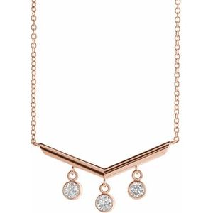 14K Rose 1/3 CTW Diamond V Bar 18" Necklace - Siddiqui Jewelers