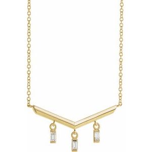 14K Yellow 1/8 CTW Diamond V Bar 18" Necklace - Siddiqui Jewelers