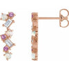14K Rose Ethiopian Opal, Pink Sapphire & 1/10 CTW Diamond Scattered Bar Earrings - Siddiqui Jewelers