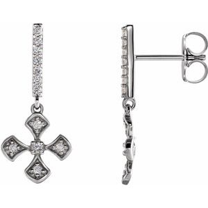 14K White 1/5 CTW Diamond Cross Dangle Earrings - Siddiqui Jewelers