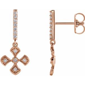 14K Rose 1/5 CTW Diamond Cross Dangle Earrings - Siddiqui Jewelers