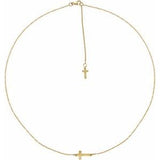 14K Yellow 1/10 CT Diamond Sideways Cross Necklace-Siddiqui Jewelers