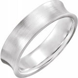 14K White 6 mm Concave Edge Band with Satin Finish Size 7.5 - Siddiqui Jewelers