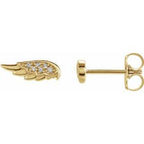 14K Yellow .03 CTW Diamond Angel Wing Earrings  -Siddiqui Jewelers