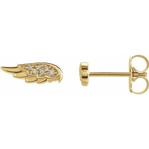 14K Yellow .03 CTW Natural Diamond Angel Wing Earrings   Siddiqui Jewelers