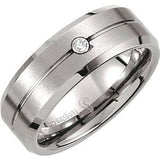 Tungsten .05 CTW Diamond 8.3 mm Grooved Band Size 11 - Siddiqui Jewelers